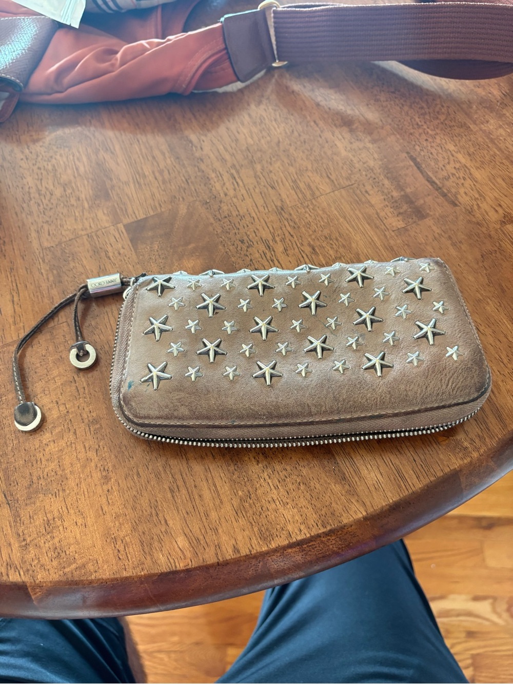 Jimmy choo Studded Star Zip Wallet - tan brown